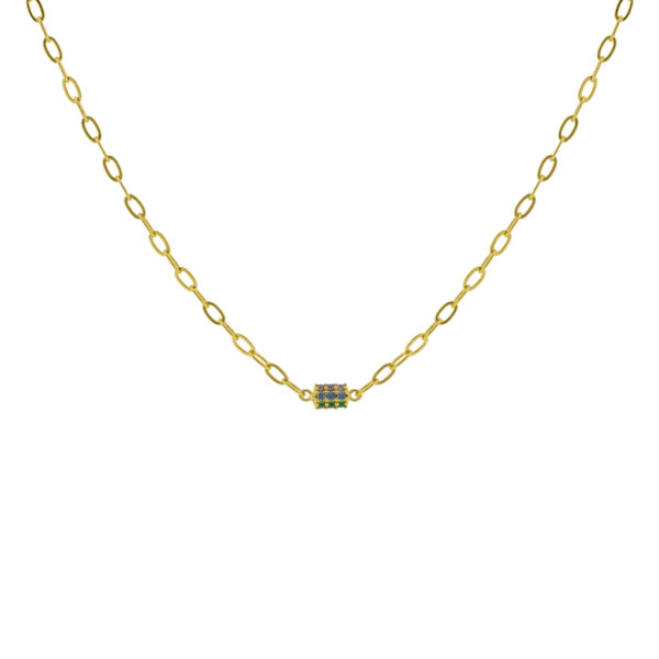 COLLAR RULO CON CIRCONITAS MULTICOLOR CHAPADO ORO