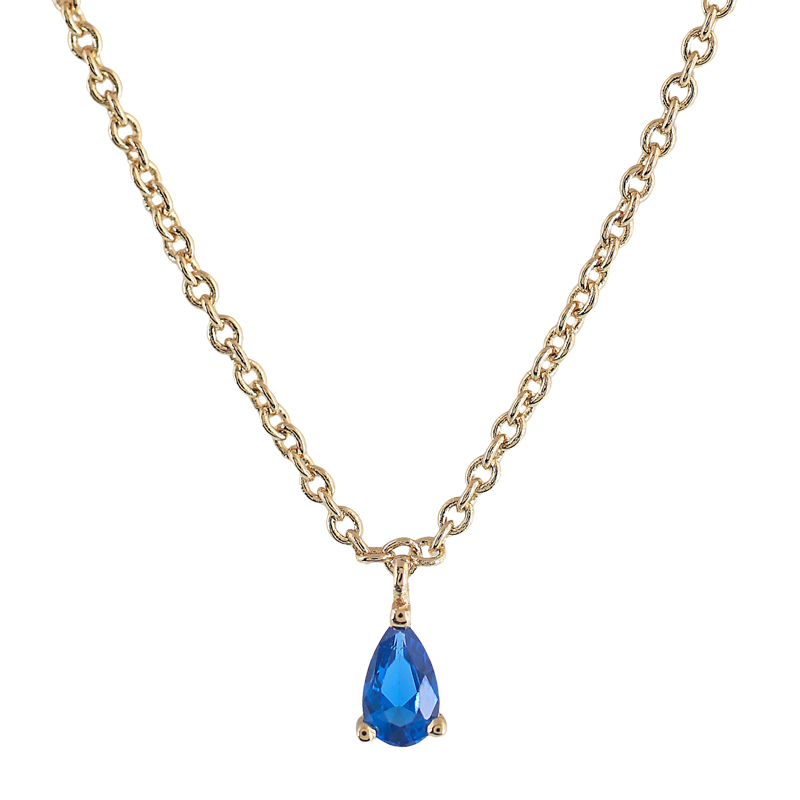 COLLAR CHAPADO EN ORO CON CIRCONITA AZUL