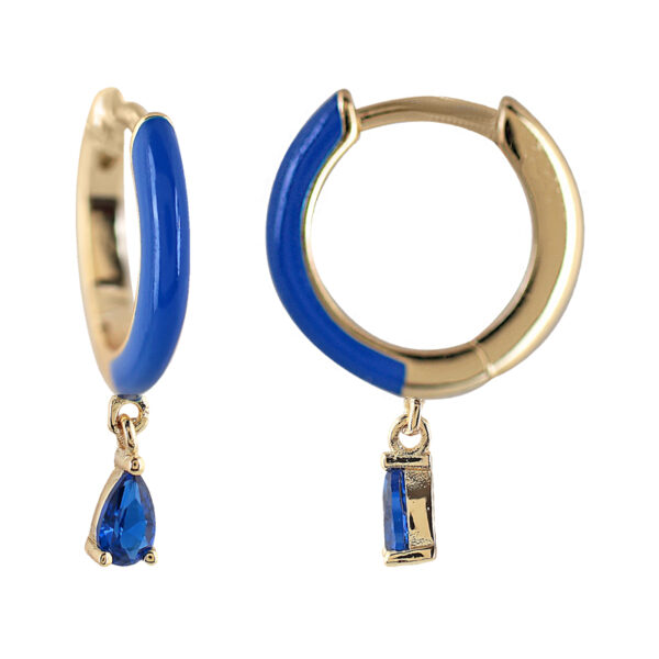BLUE ENAMELED AND GOLD PLATED RING WITH ZIRCONIA