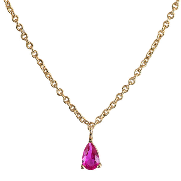 GOLD PLATED NECKLACE WITH FUCHSIA ZIRCONIA
