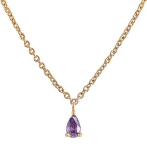 COLLAR CHAPADO ORO CON CIRCONITA LILA