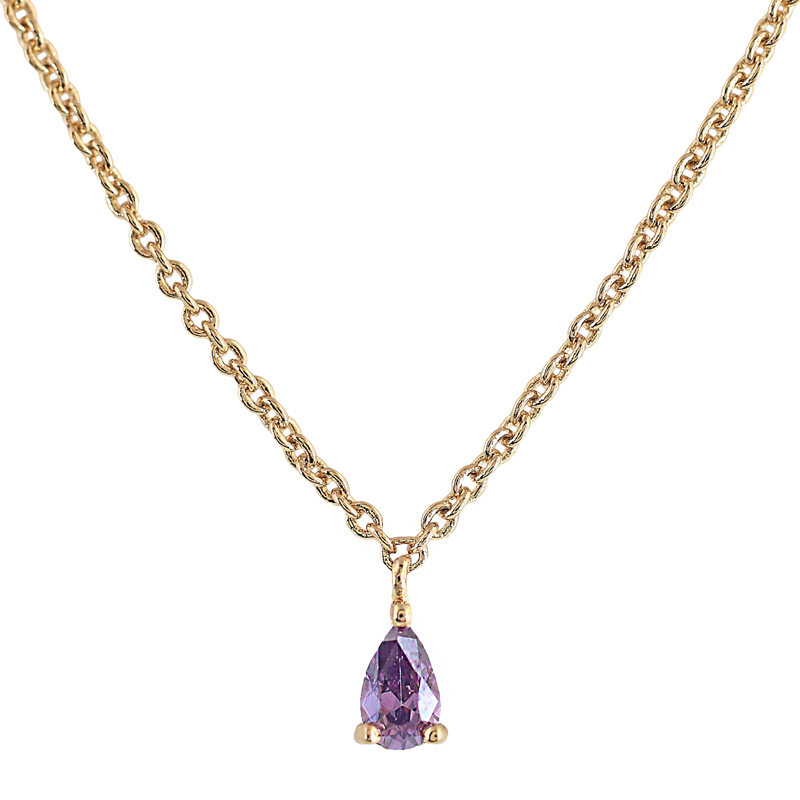 COLLAR CHAPADO ORO CON CIRCONITA LILA