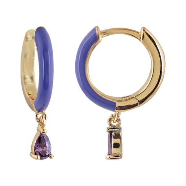 GREEN ENAMELED AND GOLD-PLATED RING WITH LILAC ZIRCONIA