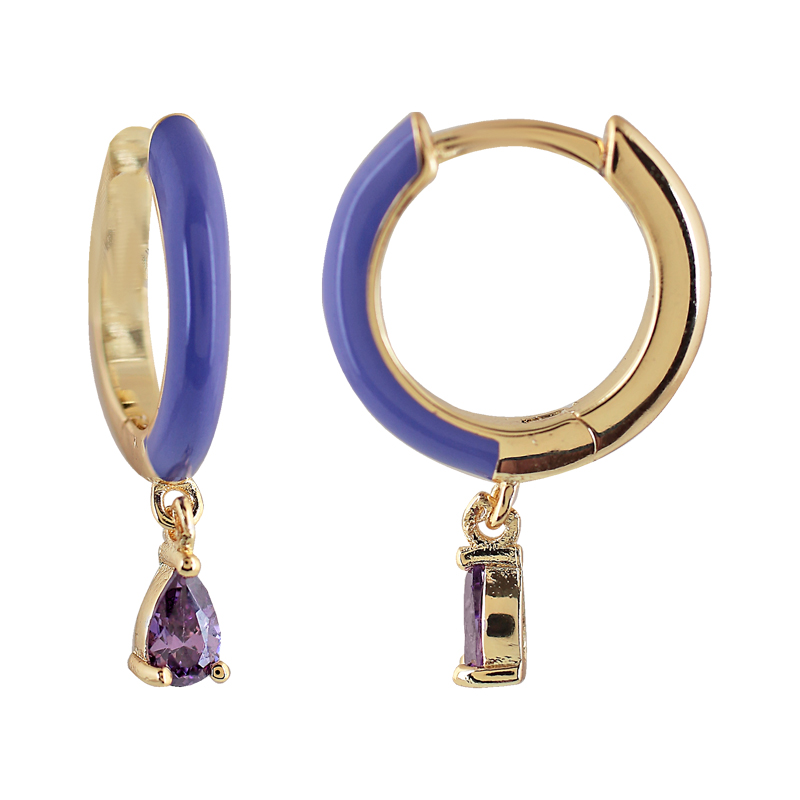 ARO LILA ESMALTADO Y CHAPADO EN ORO CON CIRCONITA LILA