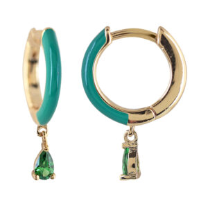 GREEN ENAMELLED AND GOLD-PLATED RING WITH ZIRCONIA