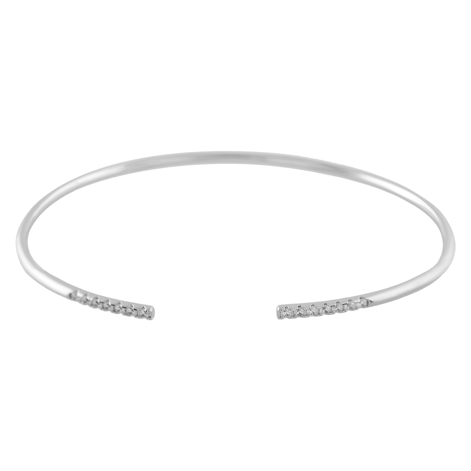 PULSERA ABIERTA 2 CIRCONITAS RODIADA