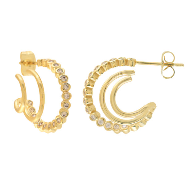 3-WAY EARRING PLATED WITH CZ