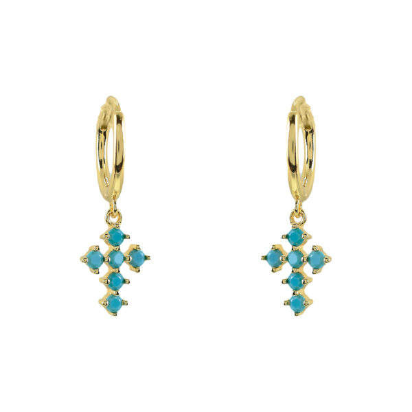 10MM CLOSED HOOP WITH TURQUOISE CROSS