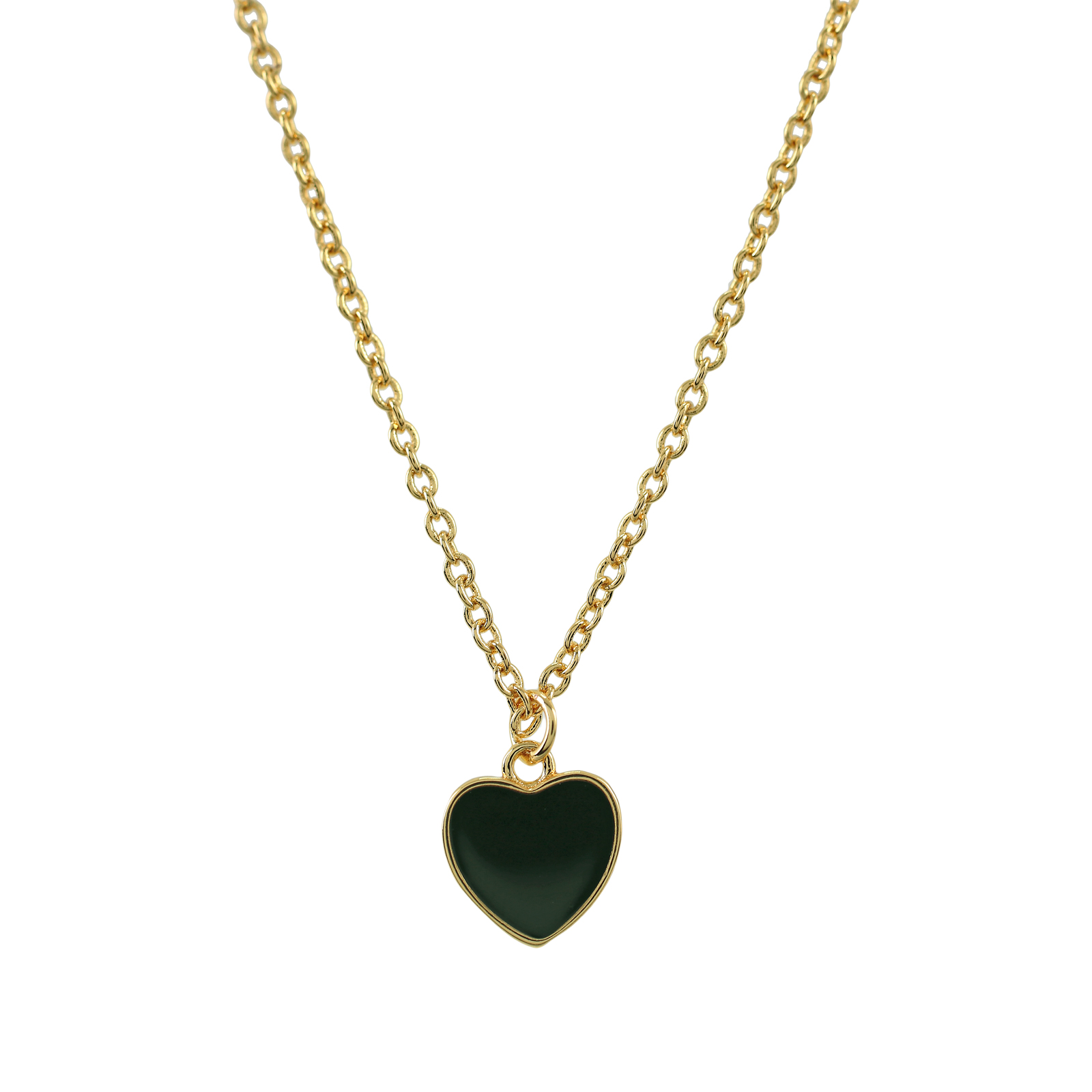 COLLAR CORAZÓN NEGRO CON ESMALTE