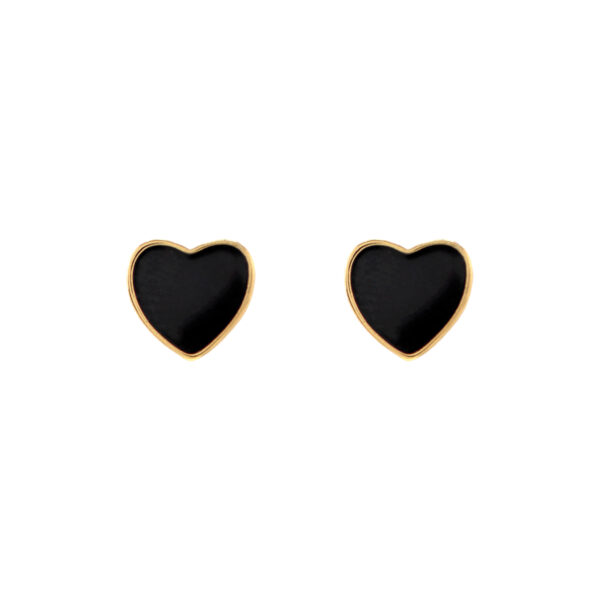 HEART EARRING WITH BLACK ENAMEL