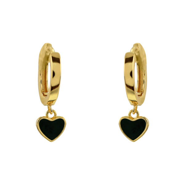 ARO CON CORAZÓN COLGANTE NEGRO ESMALTADO