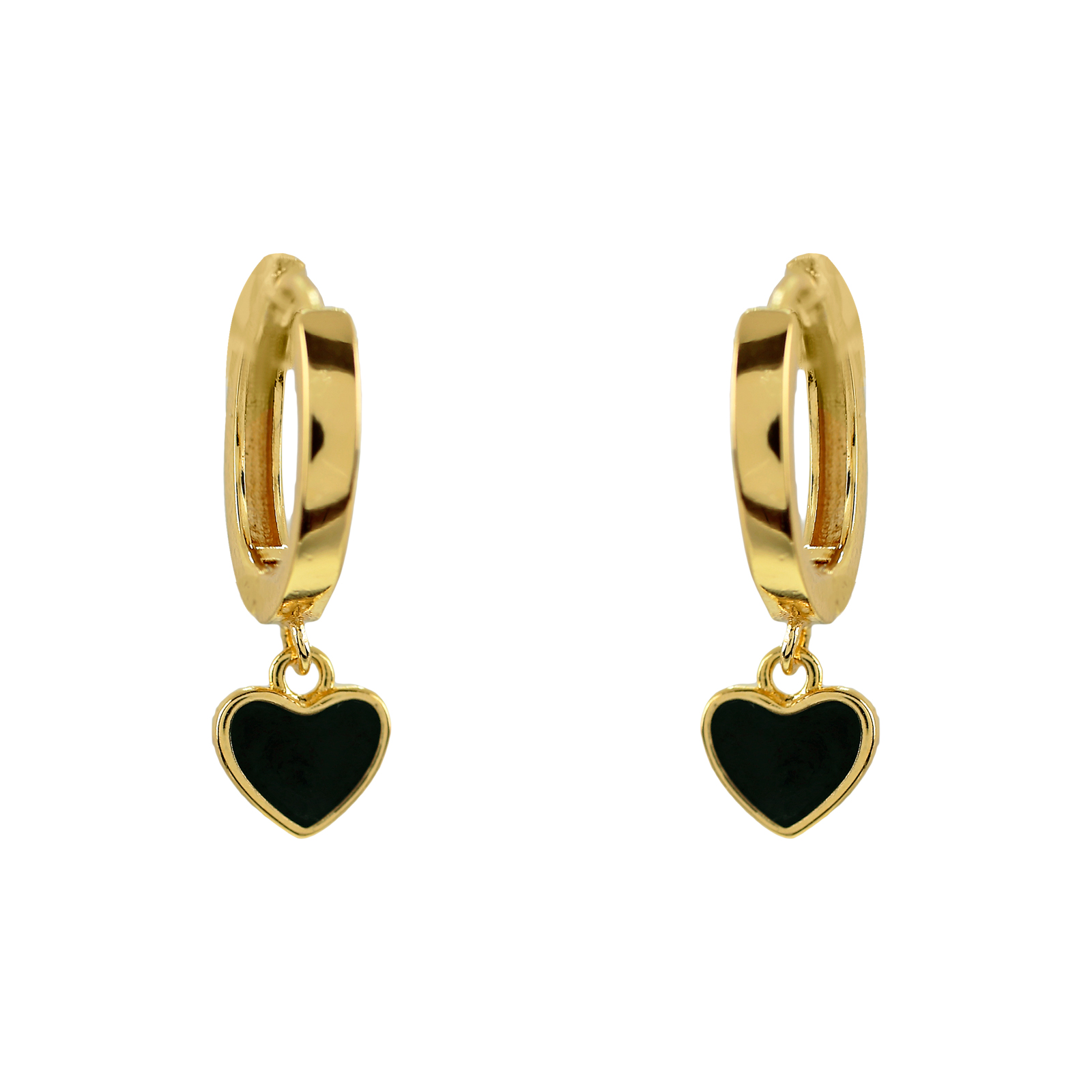 ARO CON CORAZÓN COLGANTE NEGRO ESMALTADO
