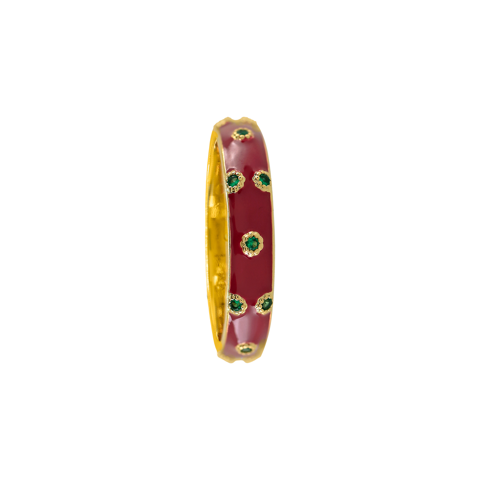 ANILLO  CON ESMALTE Y CIRCONITAS CHAPADO EN ORO