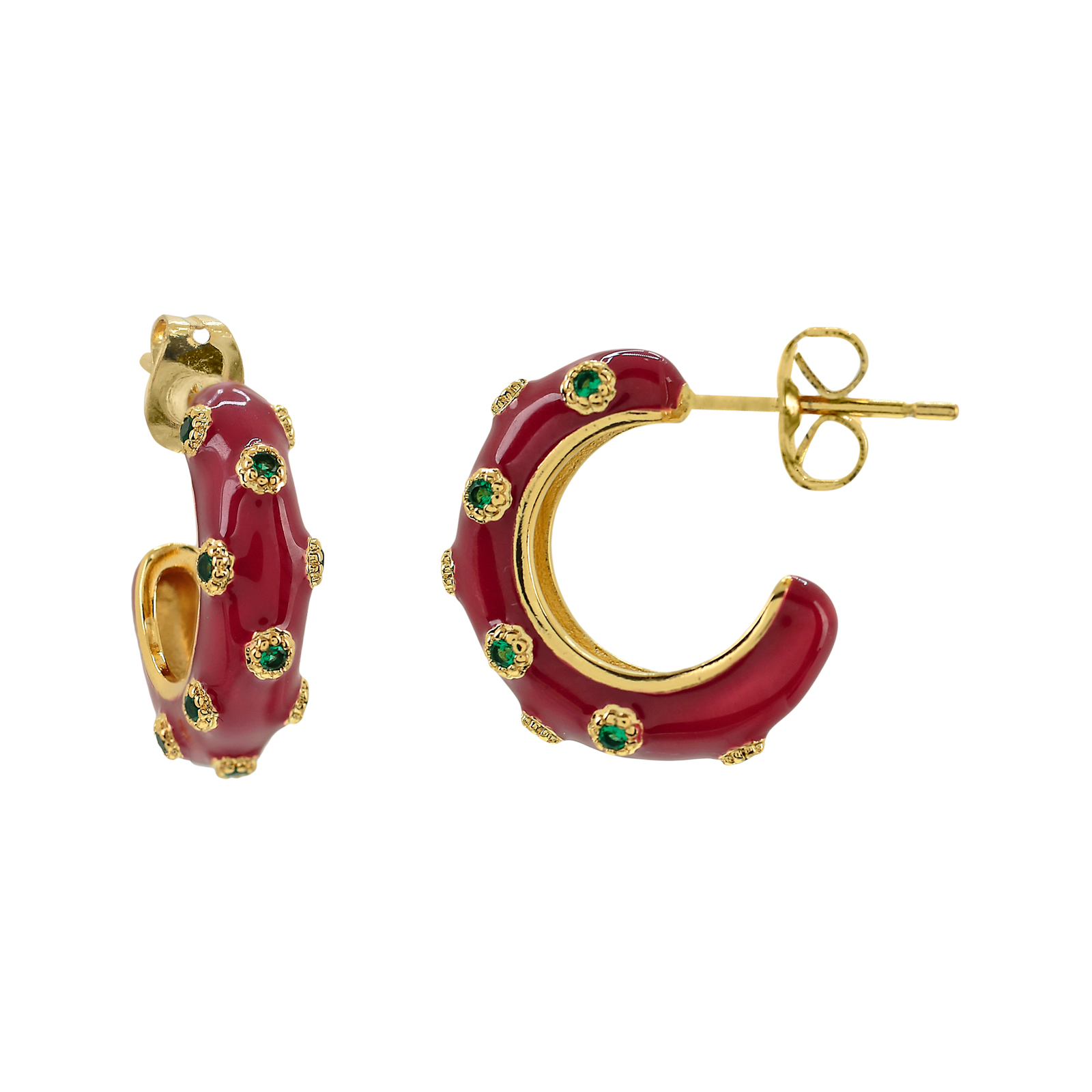 ARO CON ESMALTE Y CIRCONITAS CHAPADO EN ORO