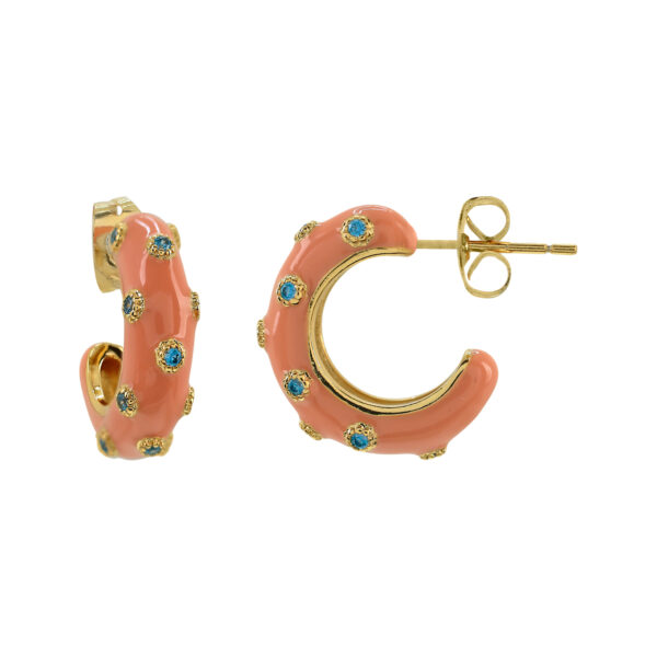 HOOP WITH ENAMEL AND GOLD PLATED ZIRCONS