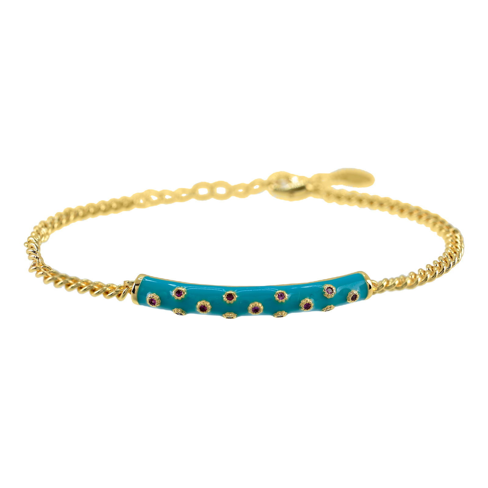 BRACELET WITH ENAMEL AND ZIRCONS GOLD PLATED