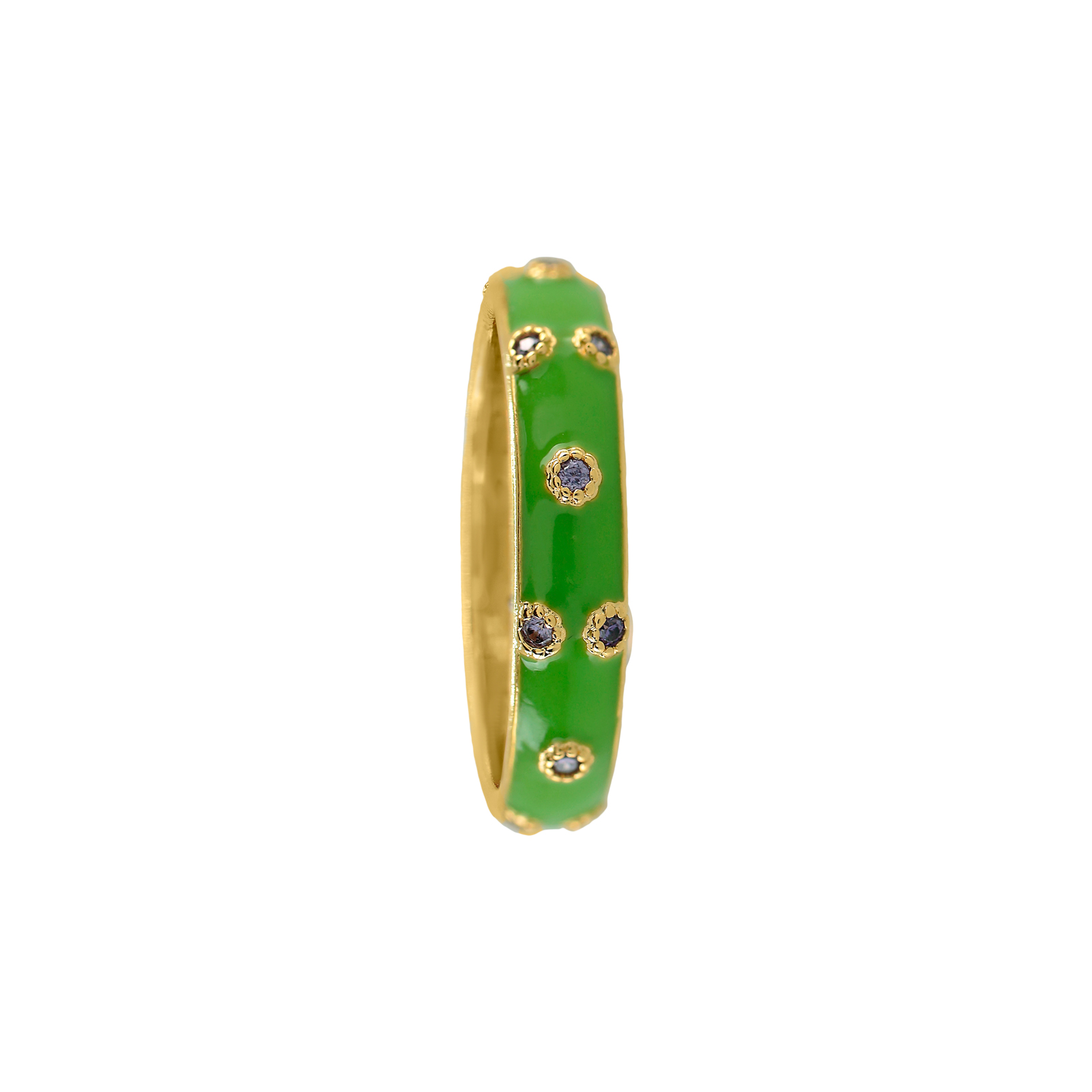 RING WITH ENAMEL AND ZIRCONS GOLD PLATED