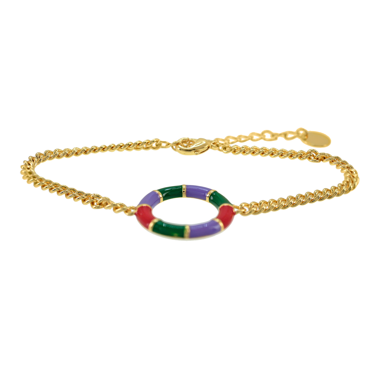 PULSERA CON ESMALTE COMBINADO CHAPADO EN ORO
