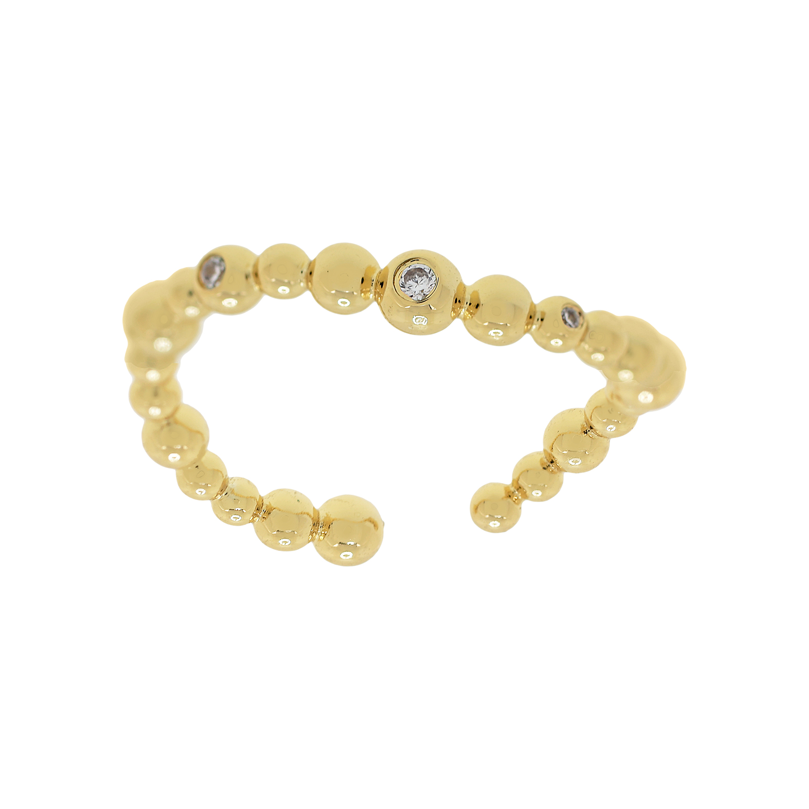 ANILLO BOLITAS CON CIRCONITAS TALLA UNIVERSAL