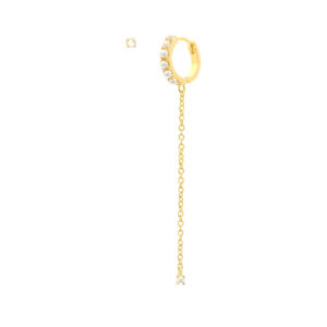 DOUBLE EARRING WITH CHAIN AND SYNTHETIC PEARL