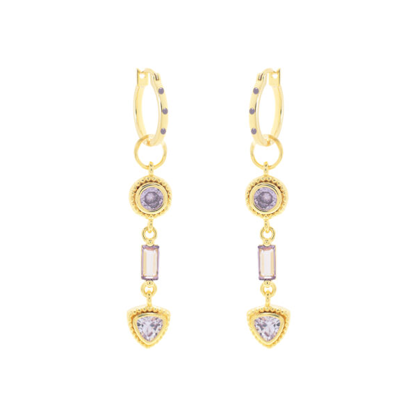 HOOP EARRING WITH LILAC SHADES ZIRCONIAS