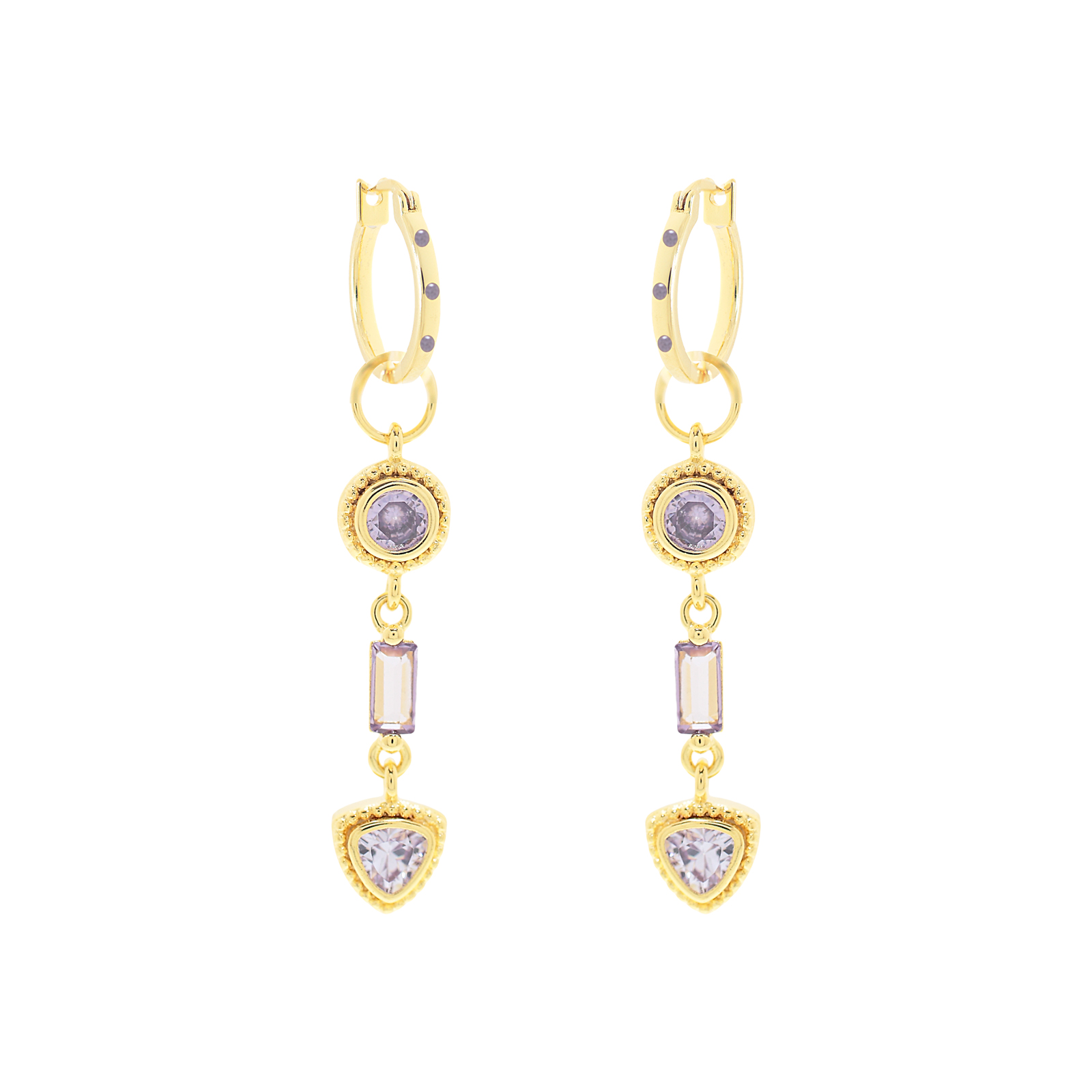 HOOP EARRING WITH LILAC SHADES ZIRCONIAS
