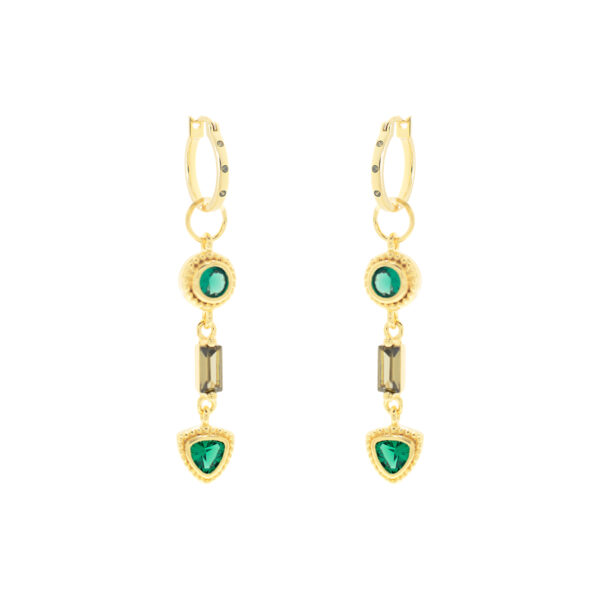 HOOP EARRING WITH GREEN ZIRCONIAS