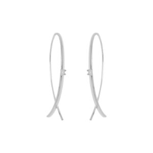 THIN CROSS EARRING WITH ZIRCONIA