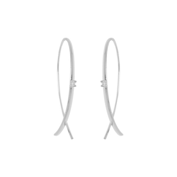 THIN CROSS EARRING WITH ZIRCONIA