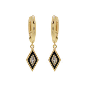 Diamond hoop with enamel and zircons