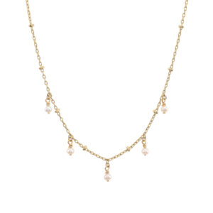 Necklace with 5 pearls and balls