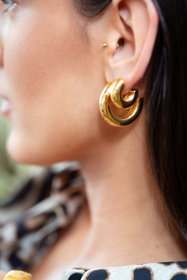 Hollow gloss hoop 20mm x 6mm wide 18k gold plated.