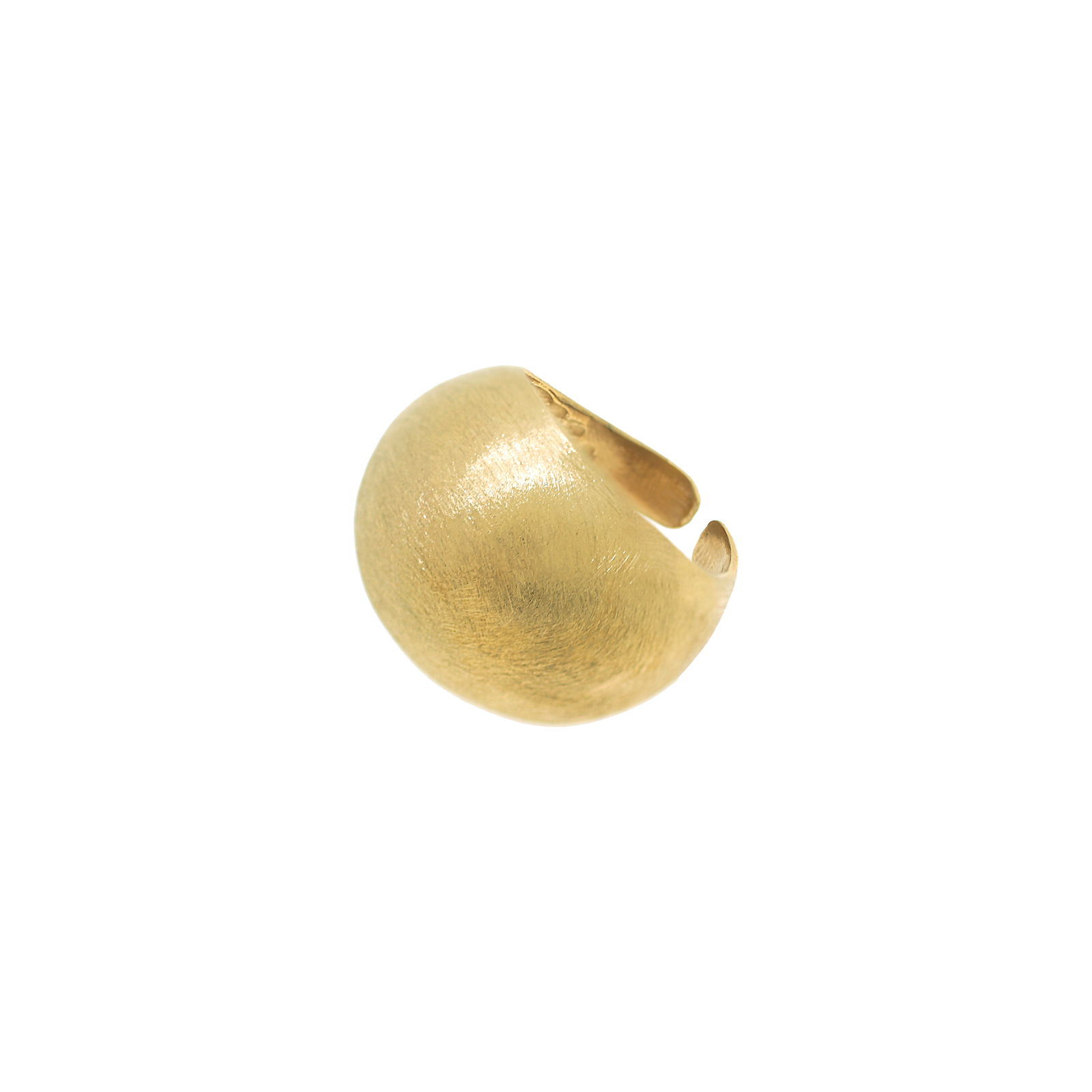 Universal size ball ring with 18k gold plated matte finish.