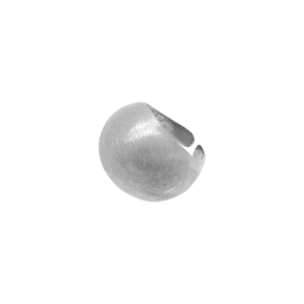 Universal size matte ball ring with rhodium finish