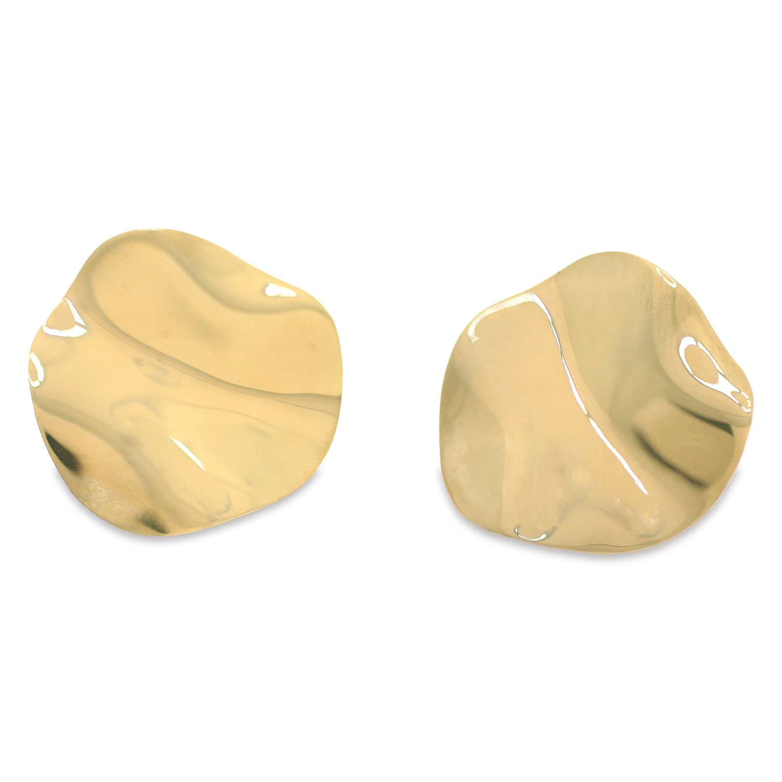 3cm shiny wavy earring with 18k gold plating.