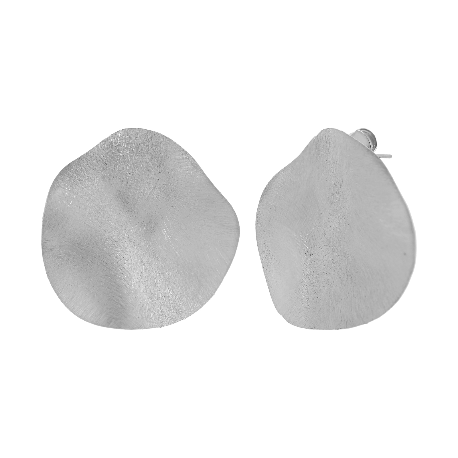 3cm matte wavy earring with rhodium finish