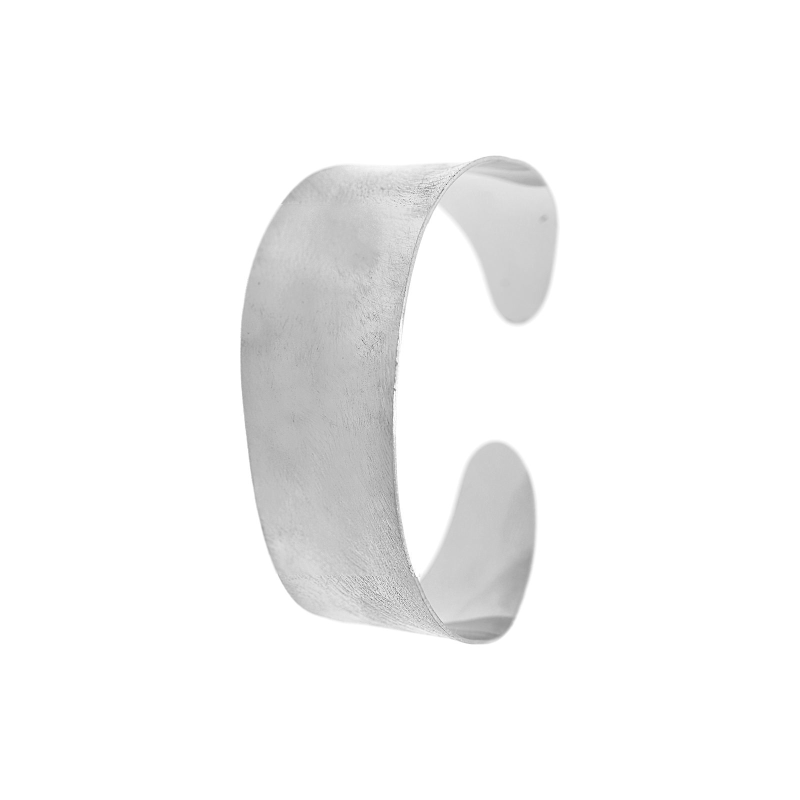 Pulsera abierta ondulada abierta mate acabado rodio