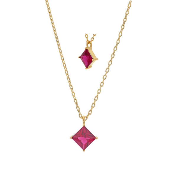 Necklace with square crystal 7.7mm long 40mm +5mm extension