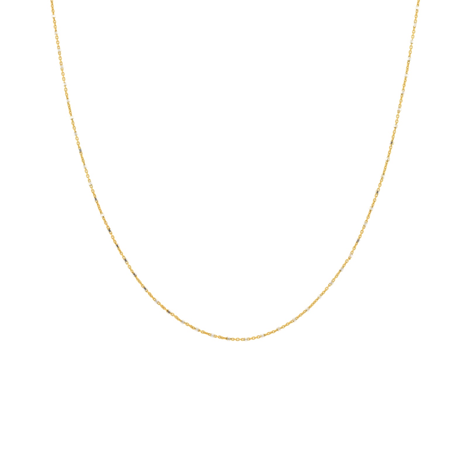 COLLAR DORADO LARGO 90-97 CM CON BOLITAS PLATA DE PRIMERA L