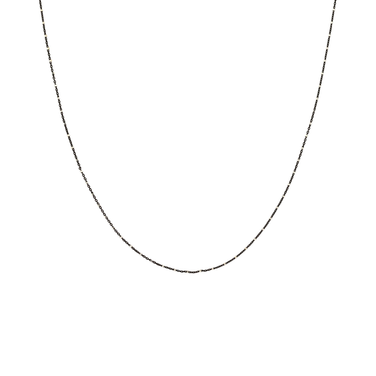 Collar negro largo de plata de primera ley 90-97cm