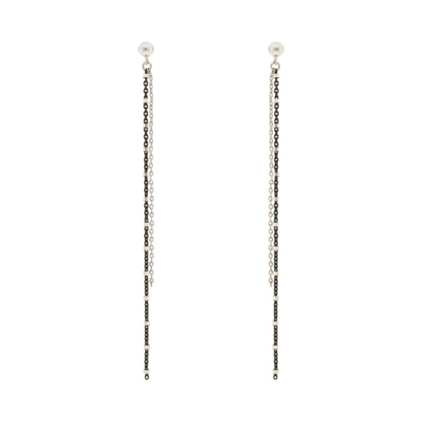 LONG SILVER EARRING WITH PRIME SILVER BALL CHAIN